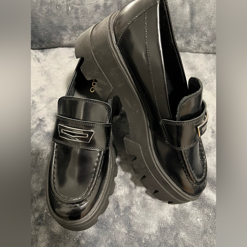 Aldo, Loafer, Platform, Black